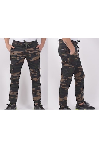Black Steel,Bel-Paça Lastikli,Cepli Kamuflaj Pantolon-91000