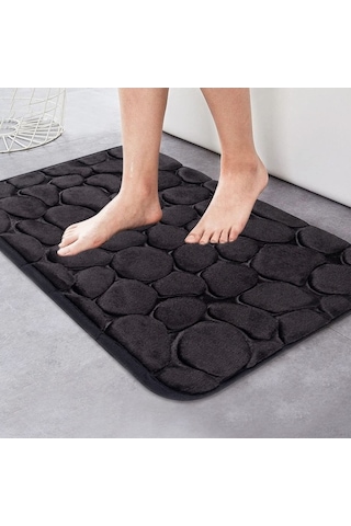 Ulzyvf Yumuşak Hafıza Köpüklü Banyo Paspası - Süper Emici, Kaymaz, Makinede Yıkanabilir Siyah Siyah