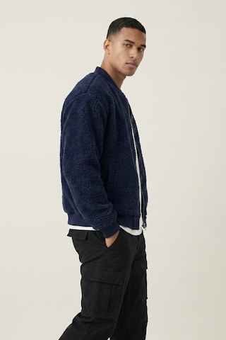 Genius Store Erkek Mont Peluş İçi Astarlı Oversize Geniş Kalıp Sherpa Kuzu Kumaş Spor Mont Lacivert
