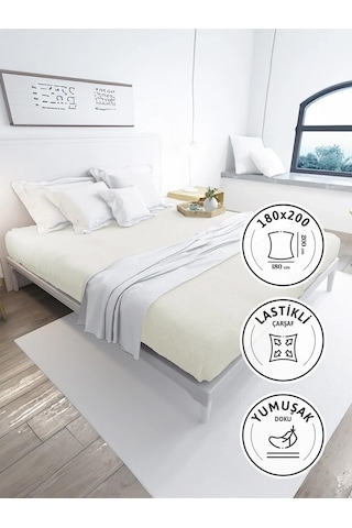 Favora Battal Boy Lastikli Penye Çarşaf - Ekru