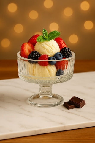 6 Lı Ayaklı Cam Dondurmalık Magnolya Kase Tatlı Sunum Kasesi Şeffaf