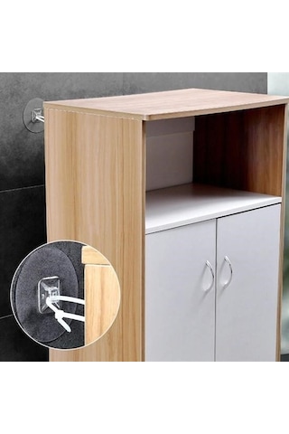 Büro Ev Bebek Güvenliği İçin 1çift Yapışkanlı Eşya Sabitleme Aparatı Gri