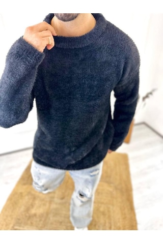 Elku Moda Kazak Oversize Tüylenmez Polar Kazak Bol Kesim Naturel Pamuk Rahat Kesim Salaş Peluş Kazak Siyah
