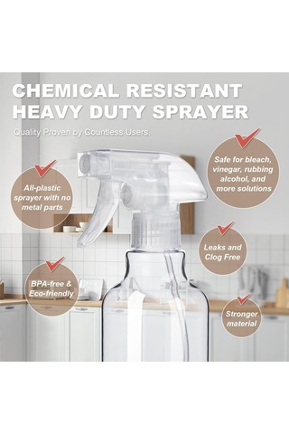 Fosenze 500ml Gıda Seviyesi Şeffaf Sprey Flakon Seti 2 Adet - Ayarlanabilir Buhar/doğru Atış Modu, Doldurma Hulası İçeren - Bitki Bakımı, Temizlik, Mutfak Kullanıma Uygun