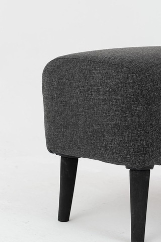 Coart Home Minimalist İskandinav Tarz Puf, Antrasit Gri, 48x40x38 Cm, Keten Kumaş, Ahşap Ayaklı, Dikdörtgen Diğer