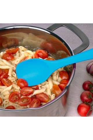 Lurch - Platin Silikon Yemek Kaşığı 28 Cm Mavi - Yanmaz, Yapışmaz, Bükülmez, Çizmez, Tat Ve Koku Bırakmaz - 240101