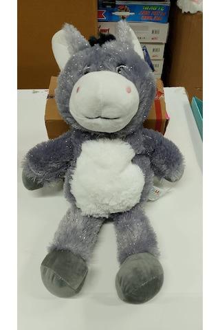 Oyuncak Peluş Simli Sevimli Eşek 50 Cm Pembe