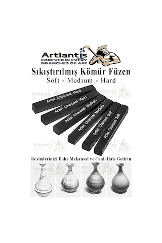 Sıkıştırılmış Kömür Füzen Seti 1 Paket Siyah Kare Press Kömür Füzen Yassı Çizim Gölgelendirme Grafit Genel