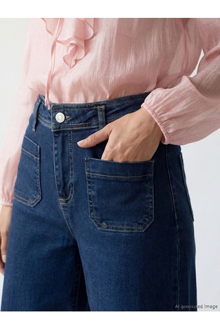 Lcwaıkıkı Classic İndigo Wideleg Kadın Jean Pantolon