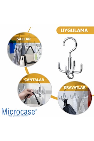 Microcase Çok Amaçlı Döner Başlıklı Metal Elbise Kravat Eşarp Askılığı 2 Adet Al5448 Gümüş