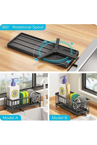 Pazly Kapalı Sünger Tutucu Paslanmaz Çelik Organizatör Mutfak Lavabo Süzgeç Fırçası Tutucu Siyah