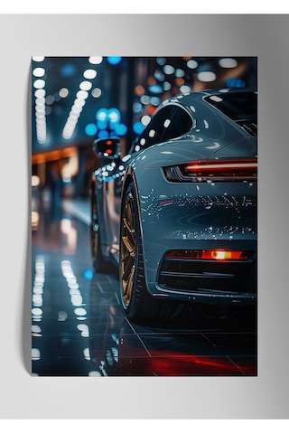 Metal Baskı Parlak Araba Duvar Tablosu - Porsche Sanatsal