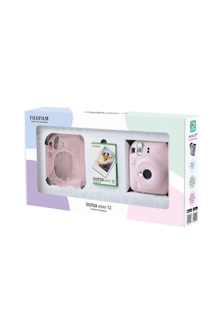 Fujifilm Instax Mini 12 Fotoğraf Makinesi + 10'lu Film + Pleksi Kılıf Pembe