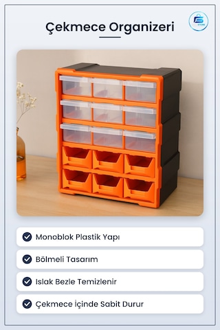 Avadanlık Çekmece Organizeri Monoblok Plastik Bölmeli Hırdavat Ta