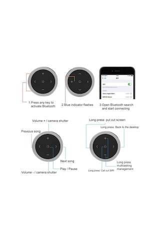 Didadodo Araba Kablosuz Bluetooth Denetleyici Kulaklısız Cep Telefonu Multimedya Çok Fonksiyonlu Direksiyon Uzaktan Kumanda Siyah