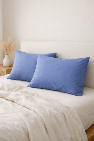Faralya Life %100 Pamuk 2'li Yastık Kılıfı 50x70 Cm Yumuşak Dokulu Terletmeyen Dayanıklı Ev Otel Tipi Nefes Alabilen Kapaklı Yastık Kılıfı Açık Mavi