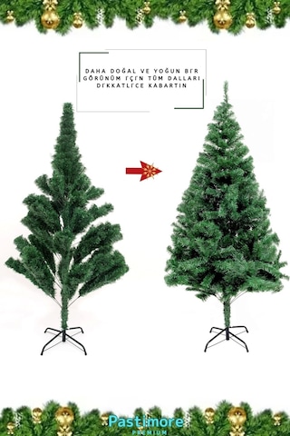 Süsleme Seti Yılbaşı Çam Ağacı Renkli Işığı Ve Yeni Yıl Süsleri Noel Paketi 180 Cm 500 Dal