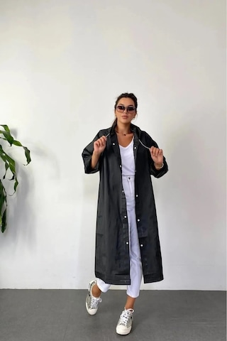 Unisex Siyah Su Rüzgar Geçirmez Yağmurluk Siyah