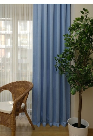 Evdepo Home Deniz Soft Pileli Fon Perde Mavi
