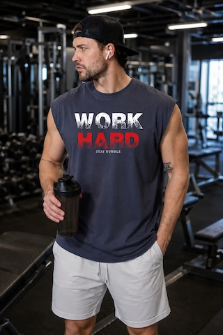 Urbantrendstore Baskılı Premium Fitness Sporcu Atleti Gym Tişört %100 Pamuklu T-shirt Füme