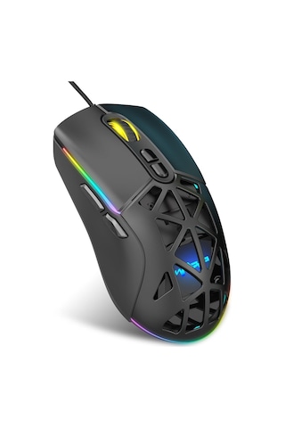 Warp WRP-O12800-B 12800 Dpi Wide RGB Özel ABS Doku Reflex Örgü Kablolu Gaming Mouse