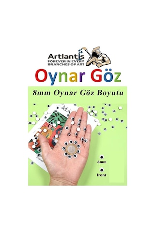 Oynar Göz Siyah 8 Mm 50 Li 1 Paket Oynayan Göz 8mm Hobi Tasarım Anasınıfı Kreş Etkinlik Elişi