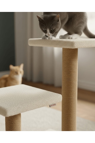 Reyo Pet Çift Stepli Kedi Tırmalama Beyaz