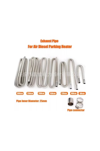 Padalink Oto Park Heater Aksesuarı: 60-300cm Paslanmaz Çelik Spiral Emisyon Borusu, 13cm Dirsekli Gürültü Azaltıcı, Dayanıklı Ve Kompakt Tasarım