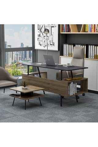 Irony Maxi Ofis Masa Takımı Antrasit Ceviz
