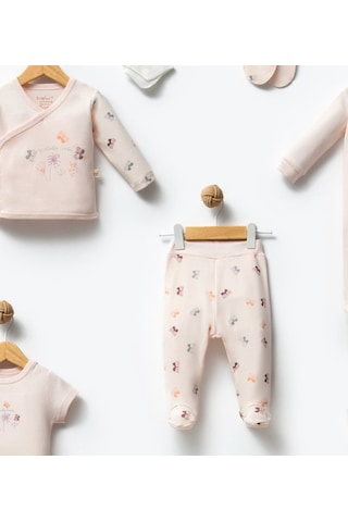 By Bubbles Unisex Desenli 10'lu Hastane Çıkış Seti Ekru Kelebek