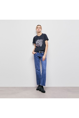 The Kooples Printed Cotton Kadın Siyah T-shirt