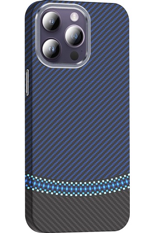 Rba Aksesuar Apple Uyumlu iPhone 14 Pro Max Kılıf M-safe Şarj Özellikli Karbon Fiber Görünümlü Rba Gros Kapak - Gold-siyah Çok Renkli