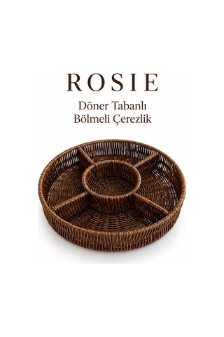 Rosıe Döner Tabanlı Kahverengi Hasır Görünümlü Çerezlik Karışık