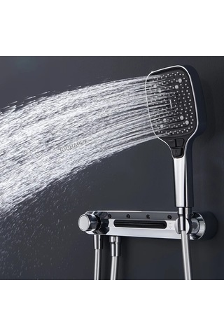 Fastbuy Challenger Iouhappy Siyah Duvar Tipi Çiftli Duş Sistemi 3 Mod Yağmur Masaj El Duşu Hızlı Kurulum Siyah