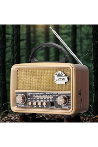 Buffer Orta Boy Retro, Nostaljik, Ahşap Tasarım Bluetooth Hoparlörlü, Şarjlı, Taşınabilir Fm/am Destekli Radyo Ns-8110