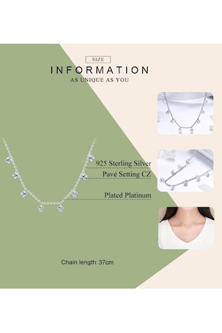 Gümüş Bamoer Gerçek 925 Ayar Gümüş Göz Kamaştırıcı Kübik Zirkon Yuvarlak Daire Cz Kolye Kolye Scn299