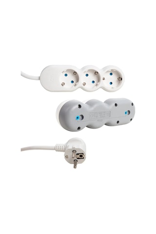 Vea, 3lü 1.5 Metre Grup Priz Uzatma Kablosu, Çocuk Korumalı, Topraklı Priz - 3500 Watt, 10 Amper, Beyaz Renk 1,5 Metre 1.5