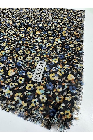Poloist Desenli Flamlaı Keten Eşarp- 05652 İndigo