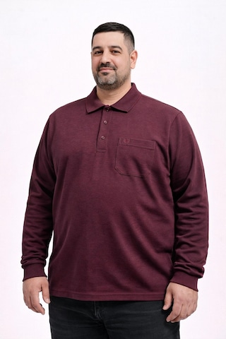 Classics Men Simenti Büyük Beden Erkek Polo Yaka Sweatshirt - 7565 Bordo