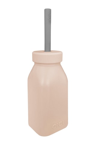 Oioi Silikon Şişe ve Pipet 6+ Ay 200 ML Bubble Beige - Powder Grey Gri