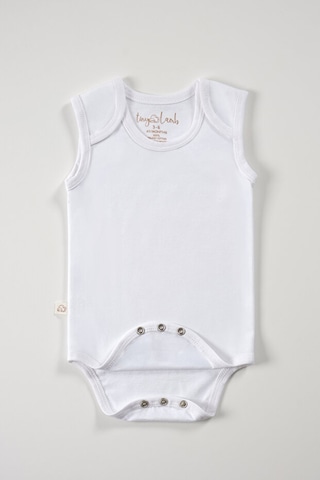 Tinylamb Bebek Atleti Beyaz Renk Bebek Bodysuit Kolsuz Set - 5 Parça