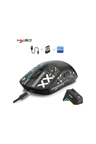 T90 Pro 3 Modlu Kablosuz Oyuncu Mouse-rgb Şarj İstasyonu 650 Mah Batarya Diğer