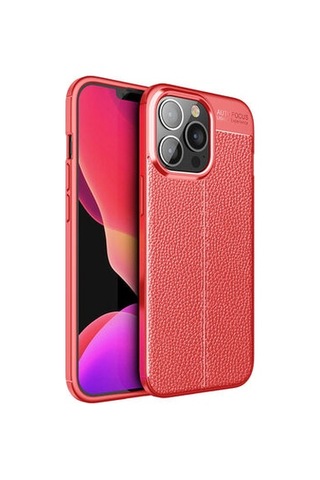 Apple Uyumlu iPhone 13 Pro Kılıf Deri Silikon Yüzeyli Yüksek Kaliteli Silikondan Üretilmiş Premium Silikon Kapak Ryc/niss Kirmizi