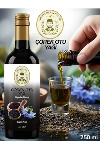 Giritli Metin Efendi %100 Çörek Otu Yağı 250 Ml - Mevsiminde Toplanmış Soğuk Sıkım