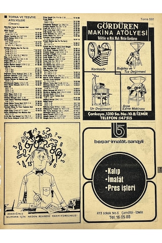 İzmir 1982-1983 Meslek Reklam İlanı Efemera S591