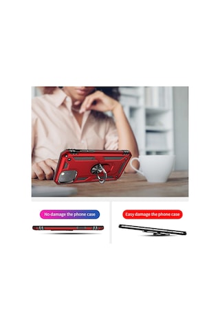 Ally Apple Uyumlu iPhone 11 Pro 5.8 Inch Yüzüklü Kilif Armor Shockproof Ring 314371287 - Renk / Kirmizi