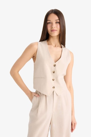 DeFacto V Yaka Keten Karışımlı Blazer Yelek E6209AX25SPBG286 Bej