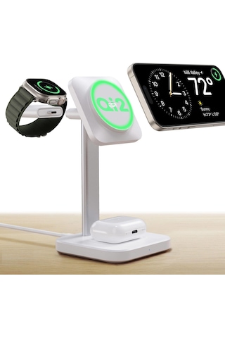 Halolock 3'ü 1 Arada, Magsafe, Qi2 Sertifikalı, 15w Şarj Adaptör, Kablosuz Şarj Seti