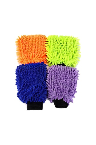 4 Set Su Geçirmez Mikrofiber Yıkama Eldiveni, Araç Yıkama Eldiveni, Temizleme Bezi, Temizlik Bezi, Araç Bakımı, Parlatma Eldiveni, Bakım Eldiveni, Araba Yıkama, Motosiklet, 21 X 16 Cm, 4 Renk Açık Mavi - Pembe