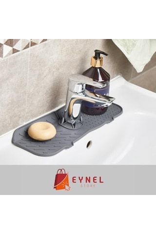 Elastik Musluk Matı Su Tutucu Düzenleyici Silikon Kaydırmaz Mutfak Eyve Banyo Lavabo Tezgah Üstü Matı Altın